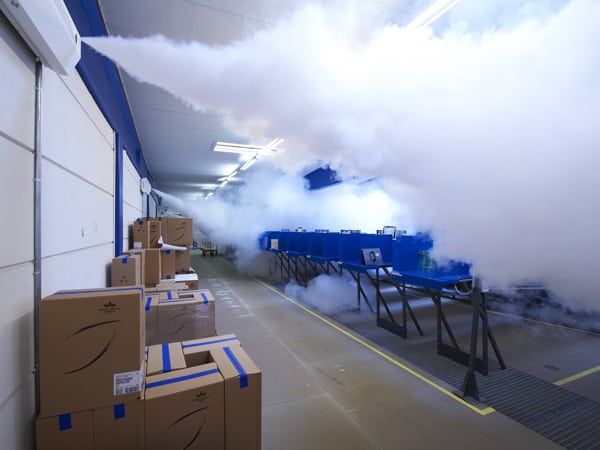 Fog in warehouse